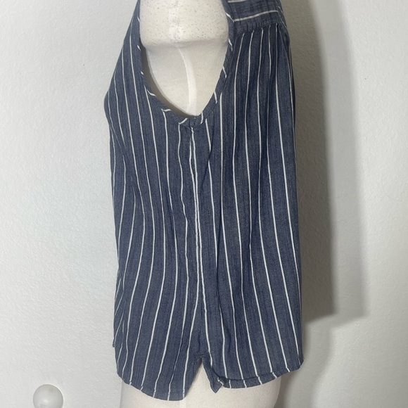 Old navy sleeveless button up cocoon top navy stripe xs nautical preppy beach - Picture 5 of 7